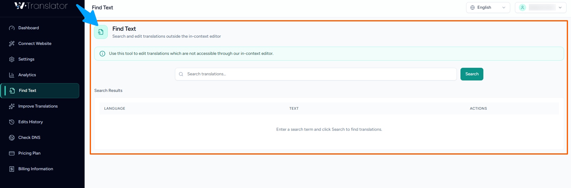 Find Translated Text