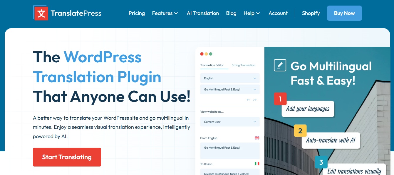 TranslatePress WordPress translation plugin